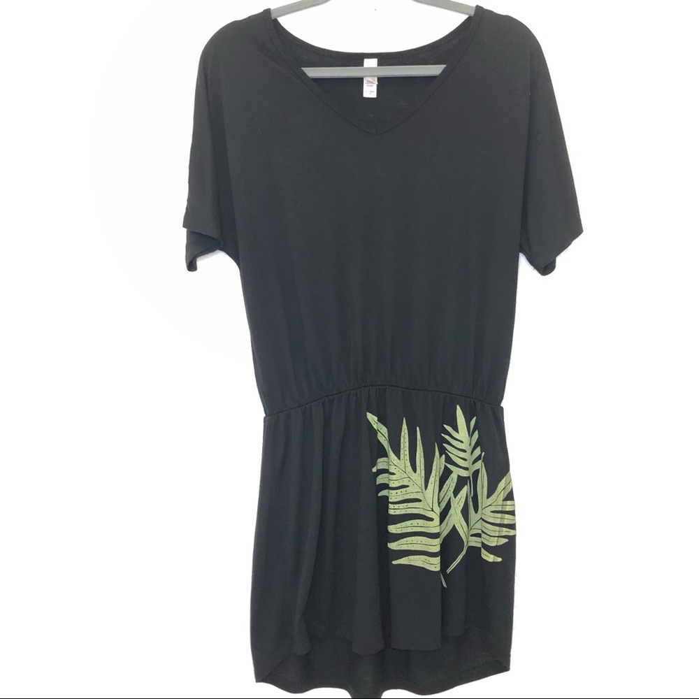 Puahina Dress Laua’e Fern Print Bella Black Medium